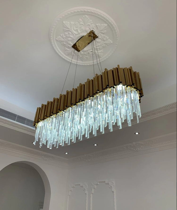 Gold/Silver Round Modern Tiered Metal Crystal Chandelier-MEET LIGHTING
