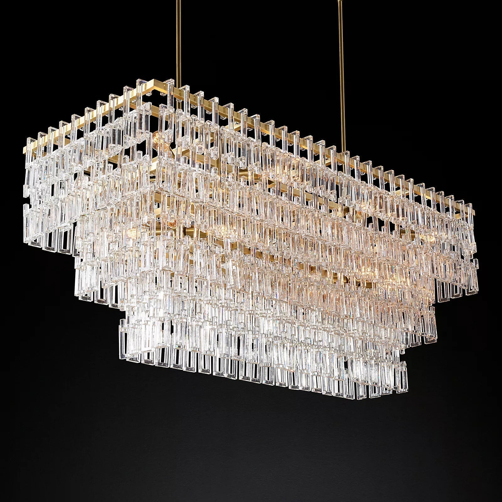 Mariogold Multi-Tier Crystal Chain Rectangle Chandelier 60" 72"