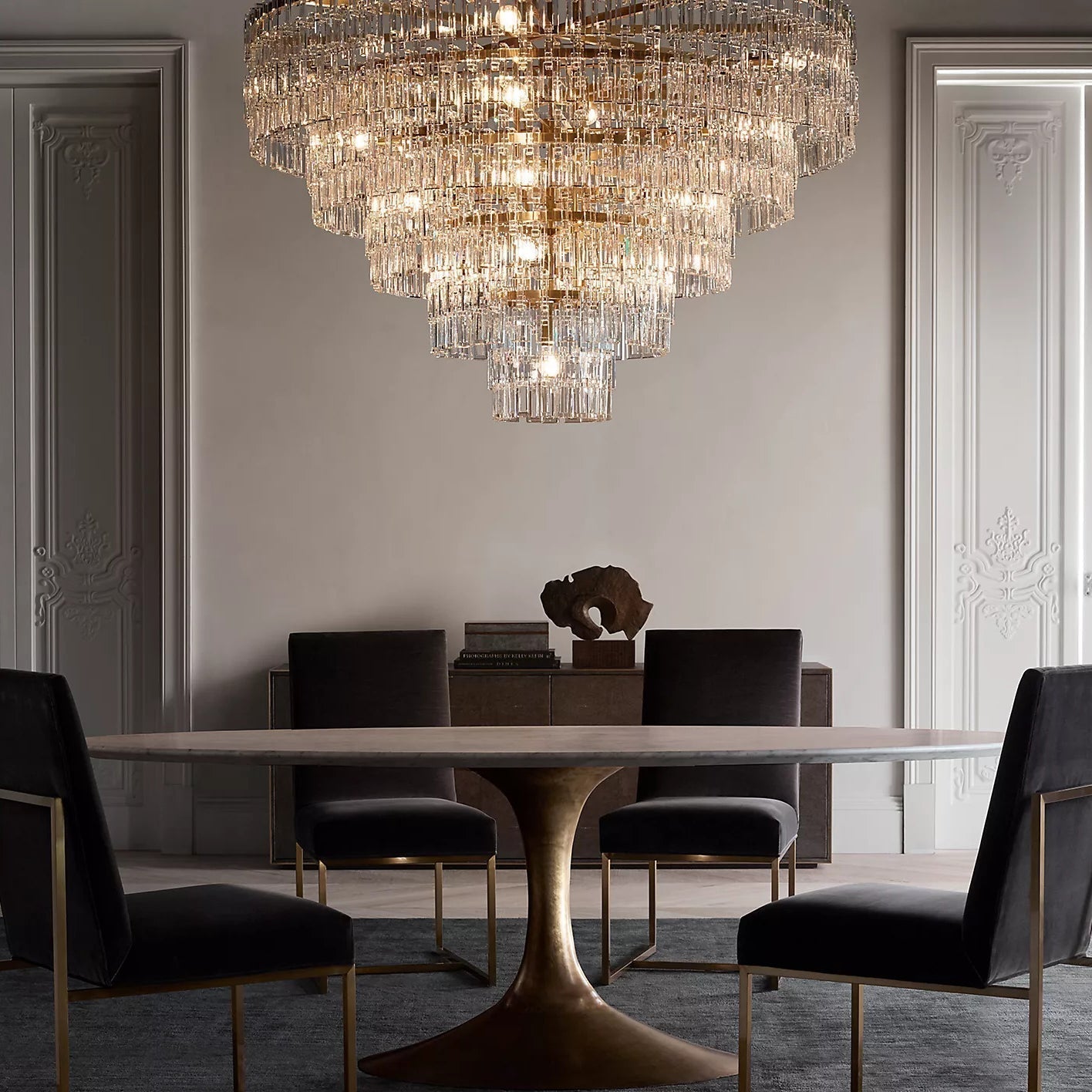 Mariogold Multi-Tier Crystal Chain Round Chandelier 36" 48" 60"