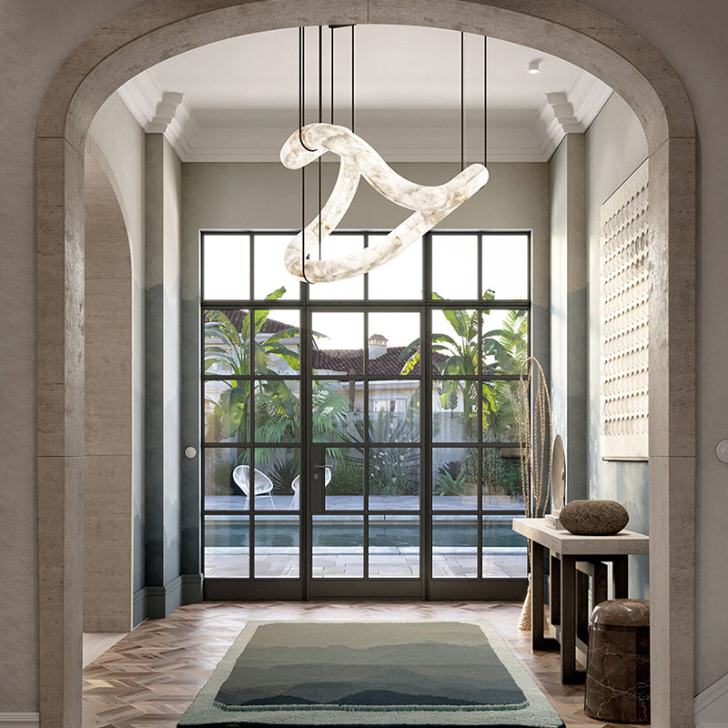 Oslo Infinity Symmetrical Entryway Alabaster Pendant Chandelier