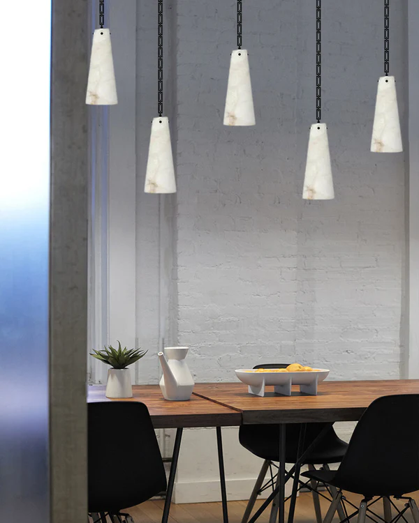 Luccas Contemporary Alabaster 5-Light Chandelier