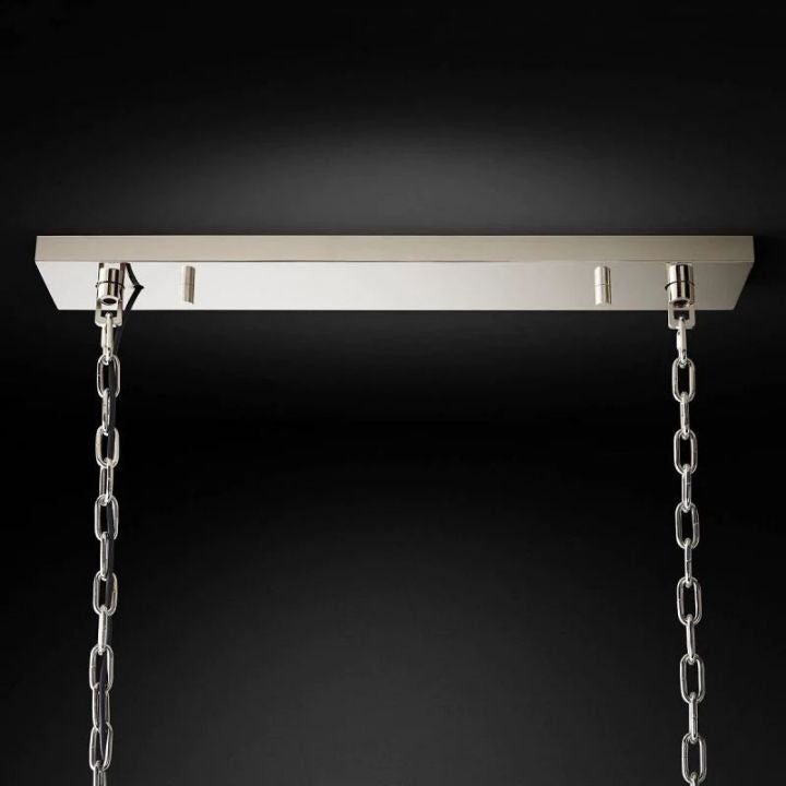 1920s Odeon Crystal Art Deco Single Rectangular Chandelier 49"W/60"W