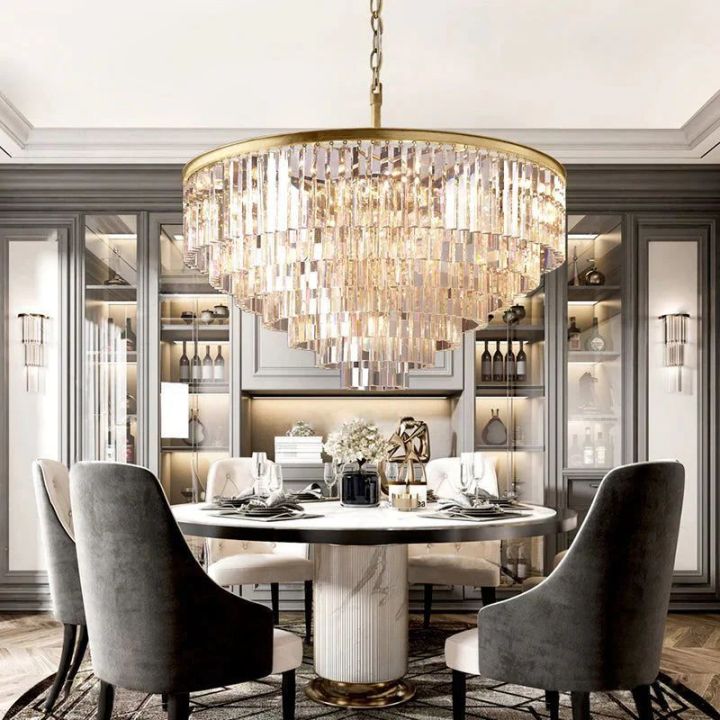 1920s Odeon Crystal Art Deco Round Chandelier 44"