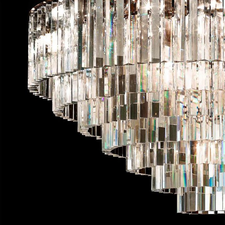 1920s Odeon Crystal Art Deco Round Chandelier 44"
