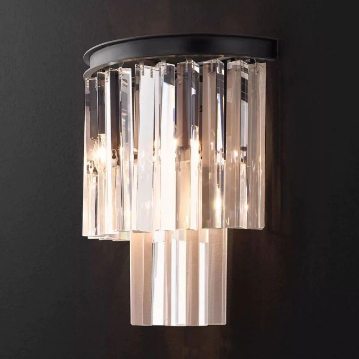 1920s Odeon Crystal Art Deco Wall Sconce