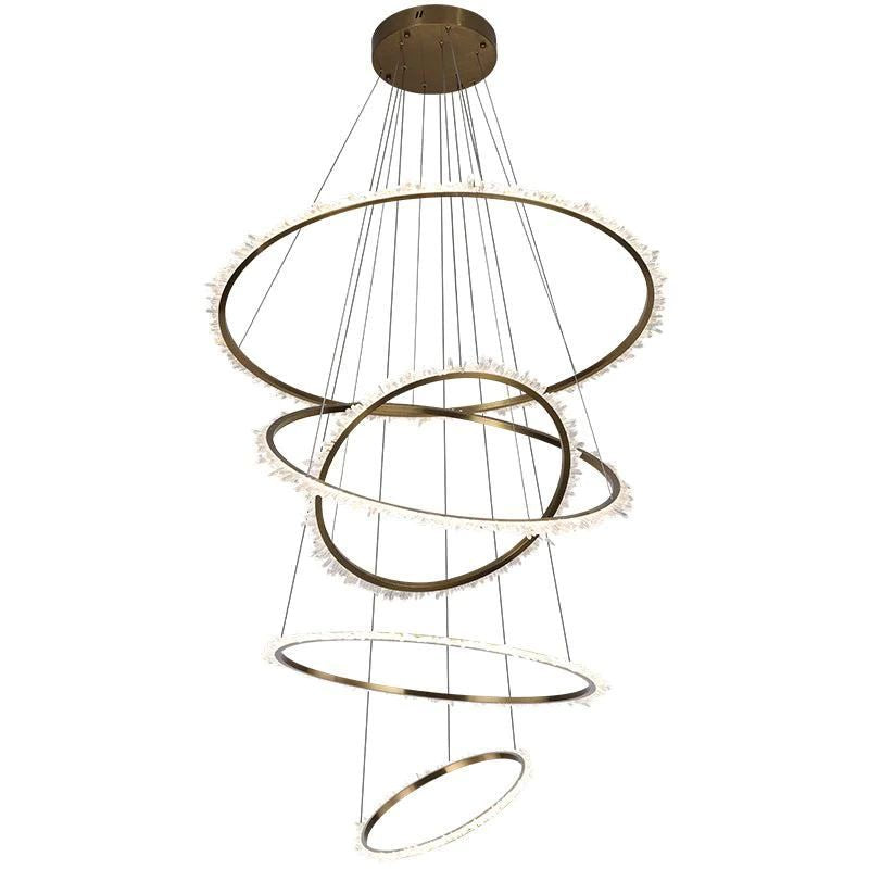 Rose Rock Crystal Multi-rings Chandelier Modern Chandelier Staircase-MEET LIGHTING