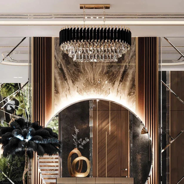 Modern Luxury Multi-Tier Oval/Round Crystal Tiered Chandelier-MEET LIGHTING