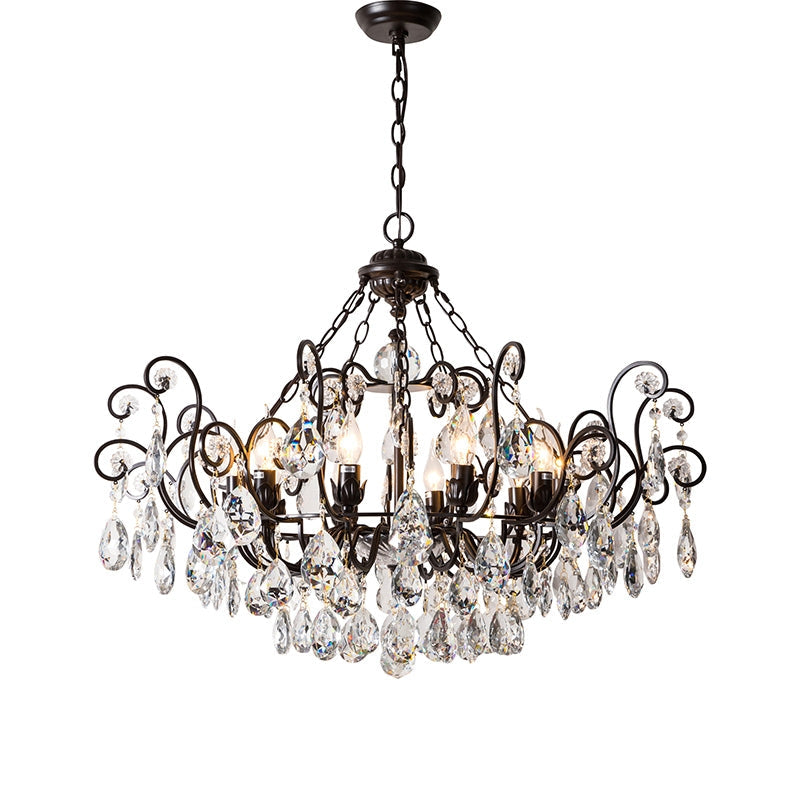 European Retro Light Luxury Crystal Pendant Electronic Candle Chandelier for Living Room / Dining Room / Bedroom-MEET LIGHTING