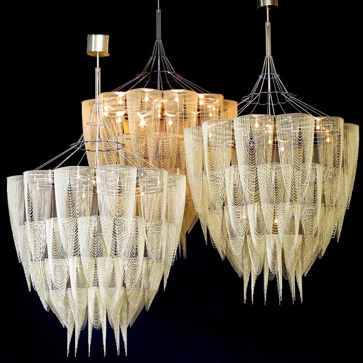 Oversized Post-Modern Aluminium Chain Tassel Pendant Chandelier for Large Living Room/Staircase/Villa-MEET LIGHTING