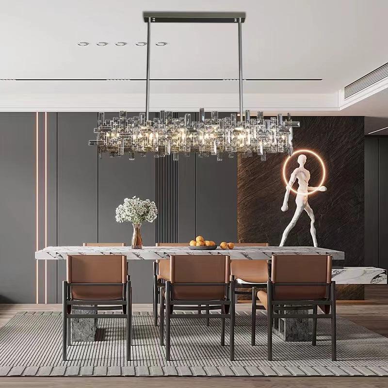Extra Large Art Irregular Block Collection Crystal Pendant Chandelier Suit for Living/Dining Room-MEET LIGHTING