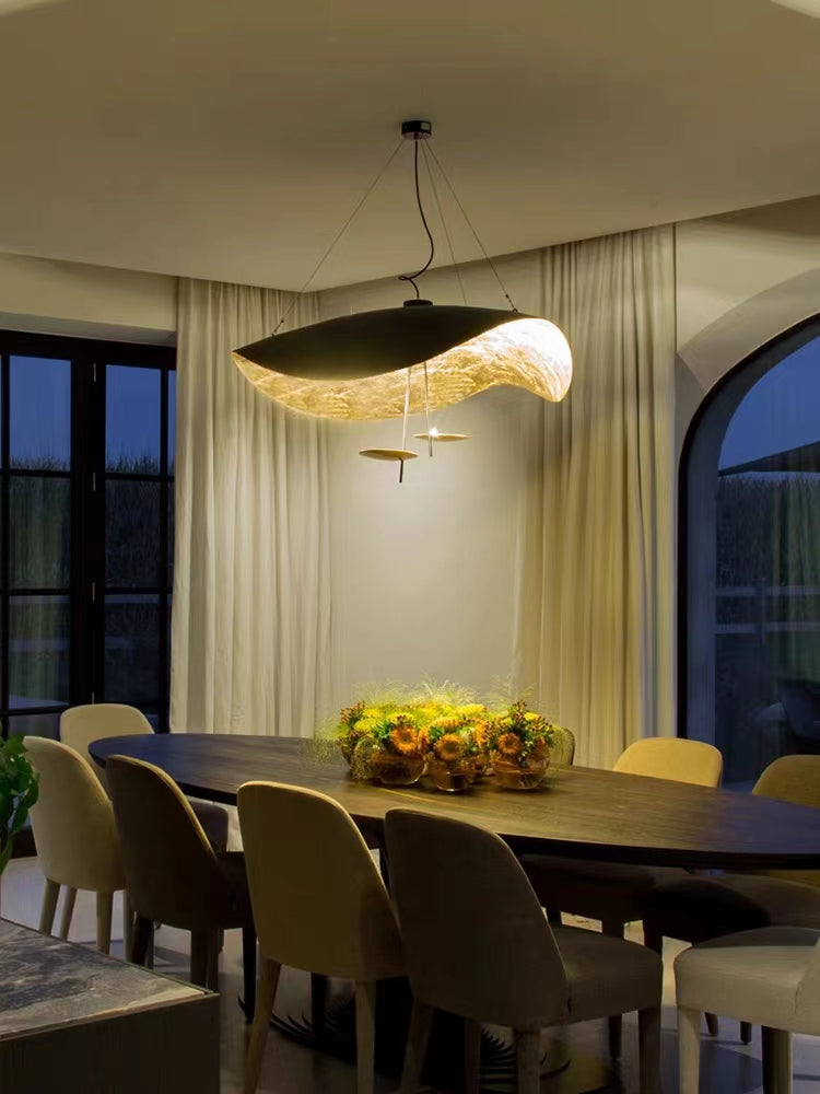 Designer Model Modern Art Hat Shape Gold Leaf Pendant Chandelier for Living/Dining Room-MEET LIGHTING