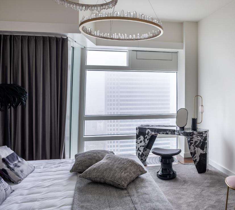 Modern Style Rings Brass & Natural Quartz Crystal Chandelier in Brass/Black Finish-MEET LIGHTING