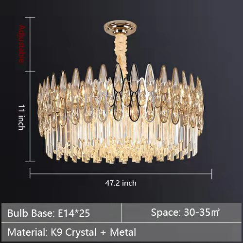 Modern Round/Rectangular Raindrop Crystal Chandelier for Low-ceiling-MEET LIGHTING
