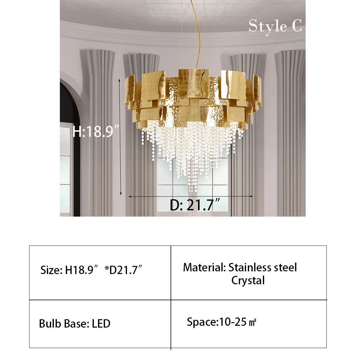 Post-modern Light Luxury Oval/Round Tiered Tassel Crystal Chandelier in Gold Finish for Living/Dining Room-MEET LIGHTING