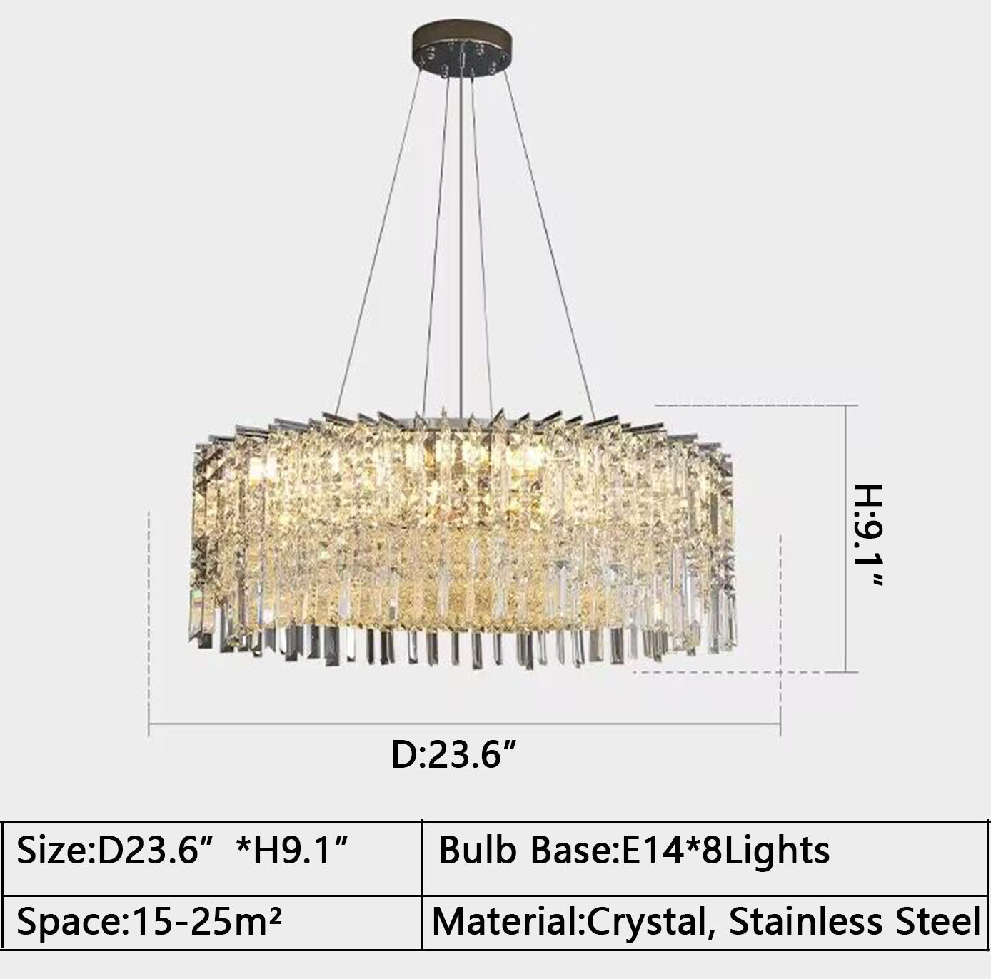 Chrome Silver Stylish Round Crystal Chandelier Modern Ceiling Pendant Light For Living Room/ Bedroom-MEET LIGHTING