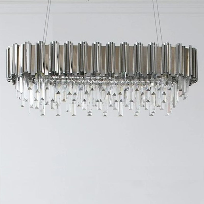 Gold/Silver Round Modern Tiered Metal Crystal Chandelier-MEET LIGHTING