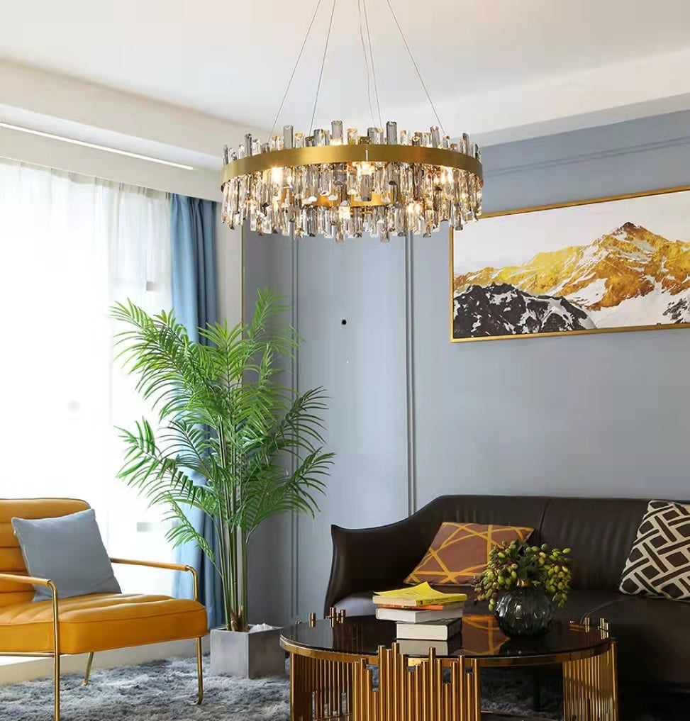 Round Ring Crystal Chandelier Luxury Modern Ceiling Fixtures Light For Living And Dining Room-MEET LIGHTING