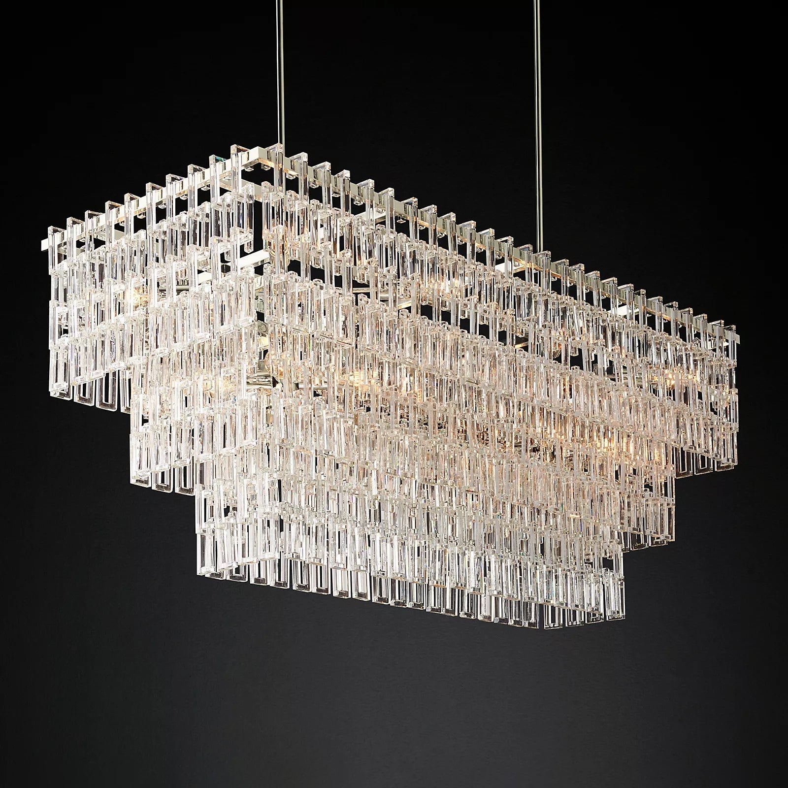 Mariogold Multi-Tier Crystal Chain Rectangle Chandelier 60" 72"