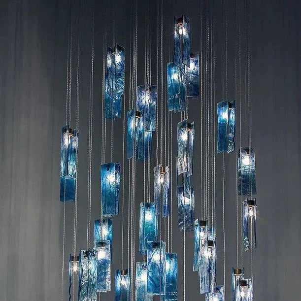 Art Design 1/25/60/84-Light Colorful Rectangle Cluster Glass Tile Pendant/Chandelier-MEET LIGHTING
