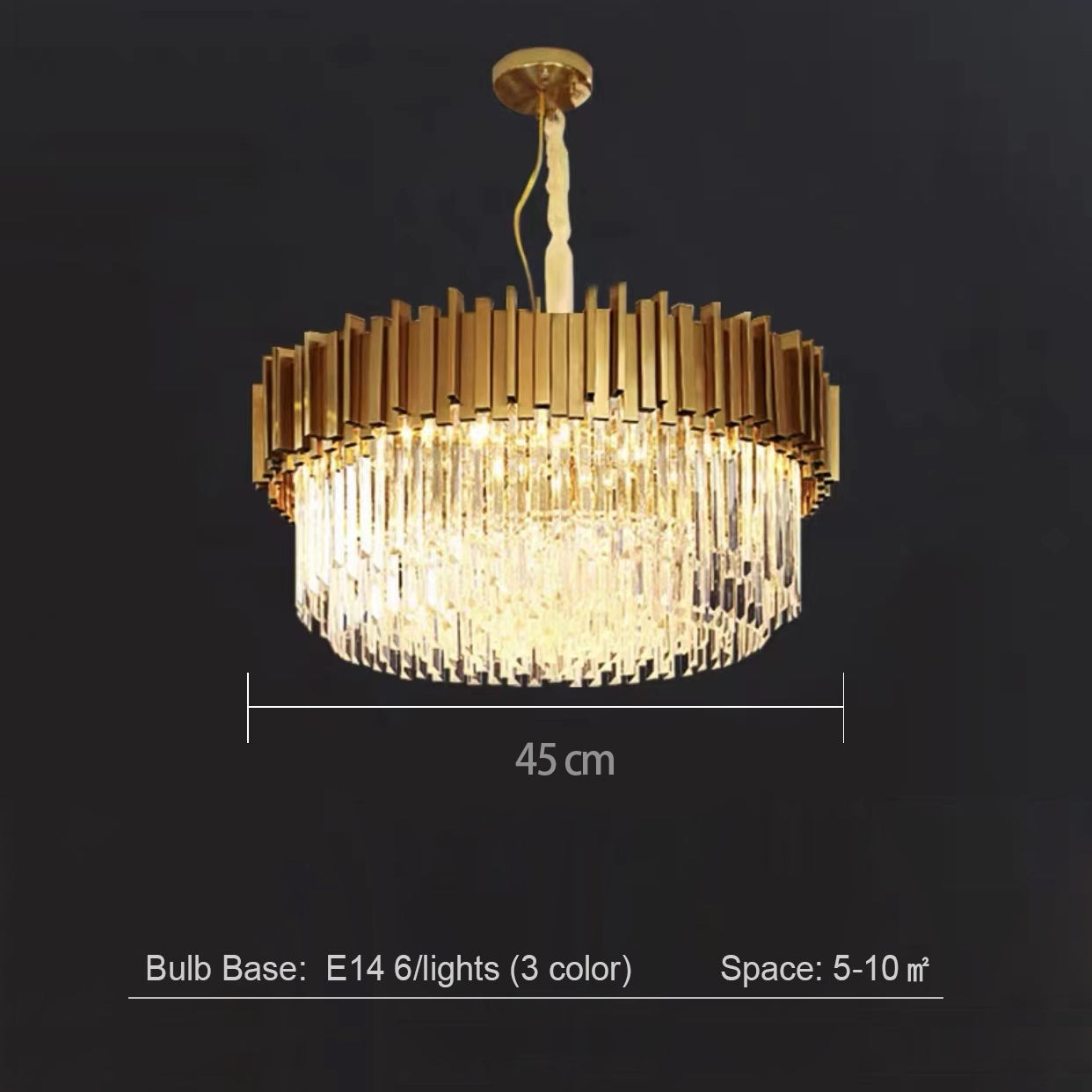 Gold/Silver Round Modern Tiered Metal Crystal Chandelier-MEET LIGHTING