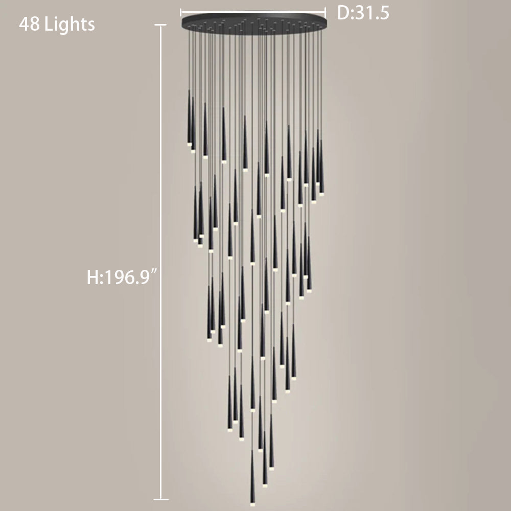 Minimalism Black Metal Ceiling Pendant Lighting Fixture For Staircase in Gold/ Black Finish