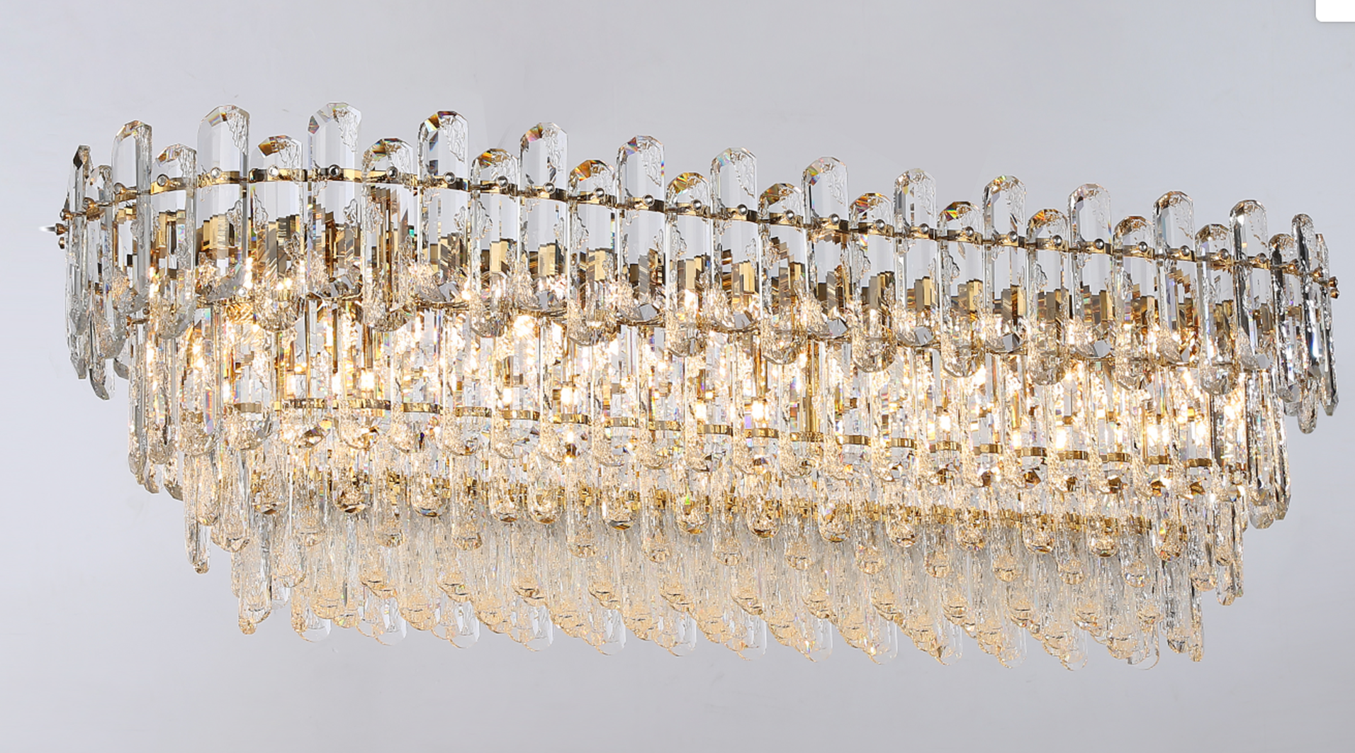 Light Luxury Round/Rectangular Clear Crystal Chandelier in Champagne Gold/Chrome Finish for Living/Dining Room/Bedroom-MEET LIGHTING