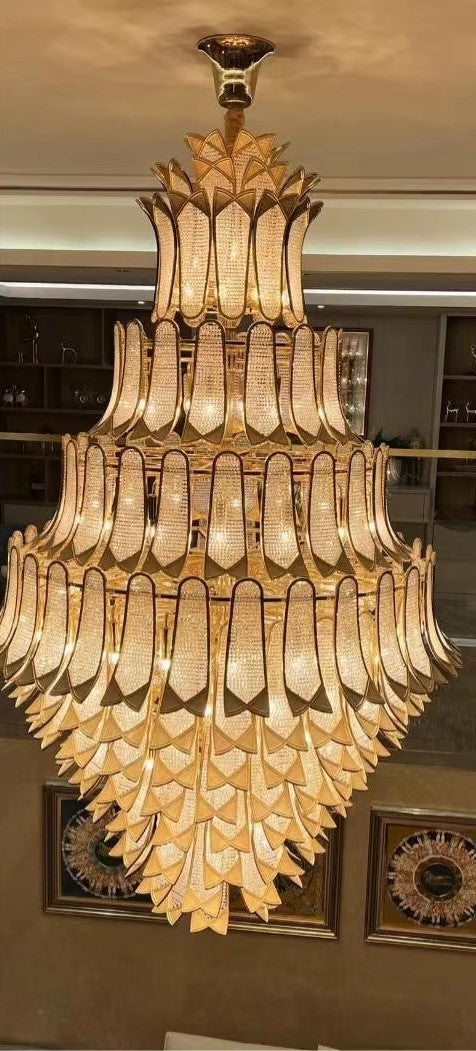 Extra Large Luxury Multi-tier Gold CrystalChandelier for Stairs/Large High-ceiling Room-MEET LIGHTING