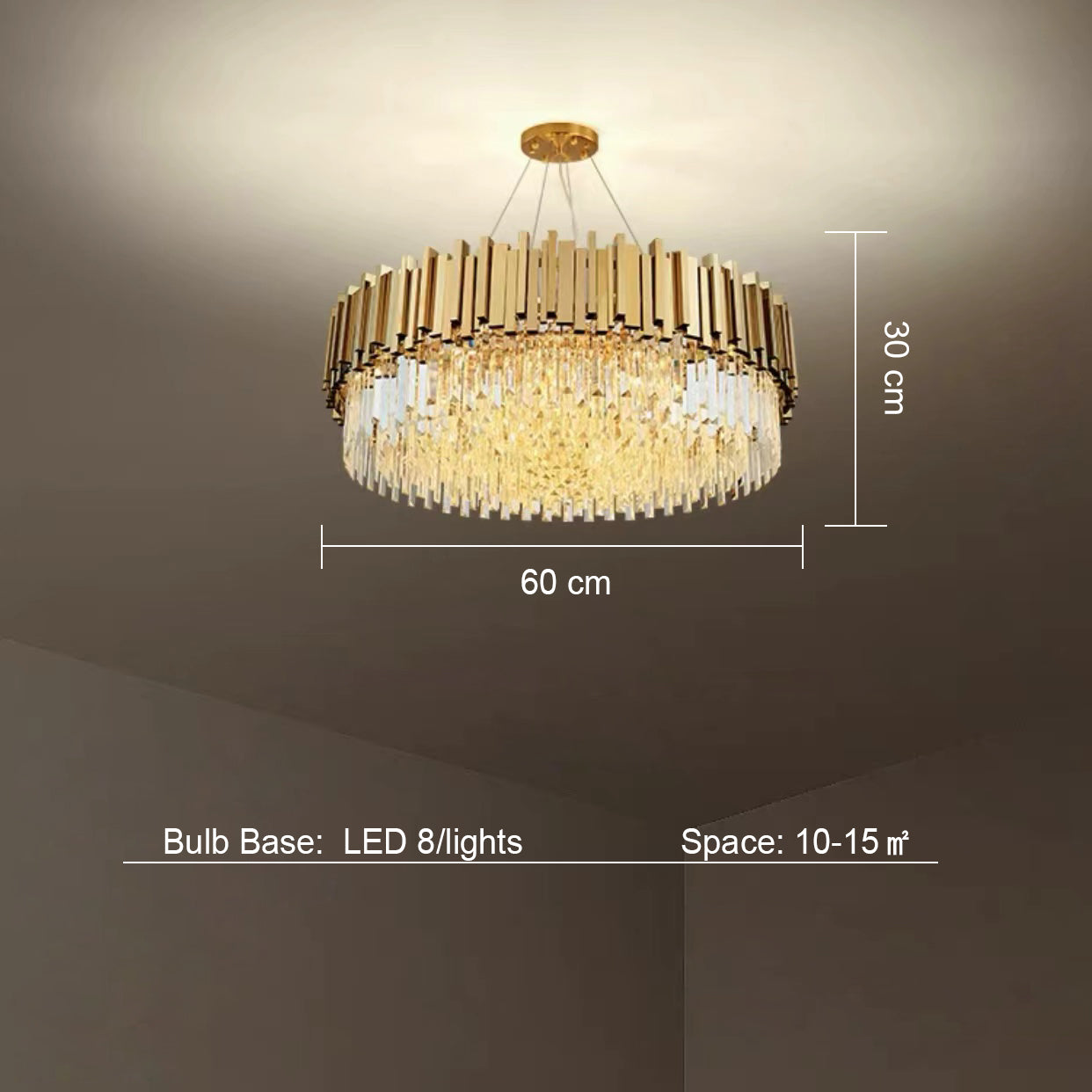 Gold/Silver Round Modern Tiered Metal Crystal Chandelier-MEET LIGHTING