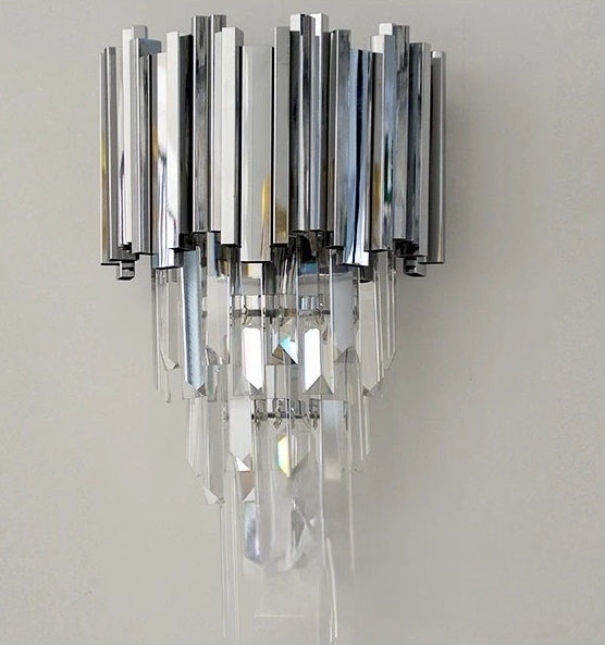 Gold/Silver Round Modern Tiered Metal Crystal Chandelier-MEET LIGHTING