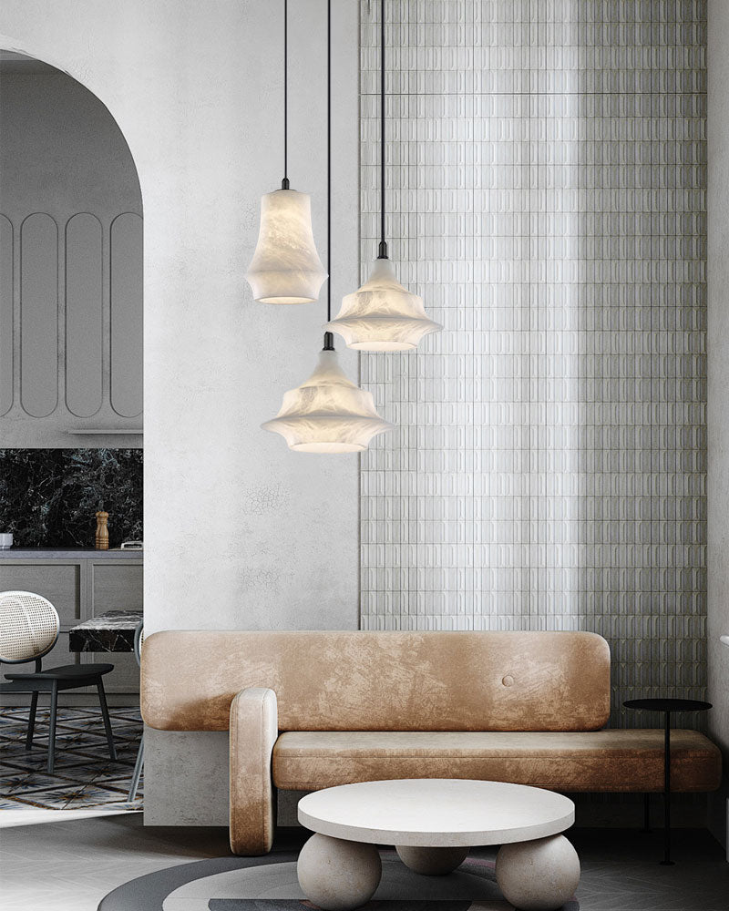 1-light White Alabaster Ceiling Pendant Lamp for dining room, living room, bedroom