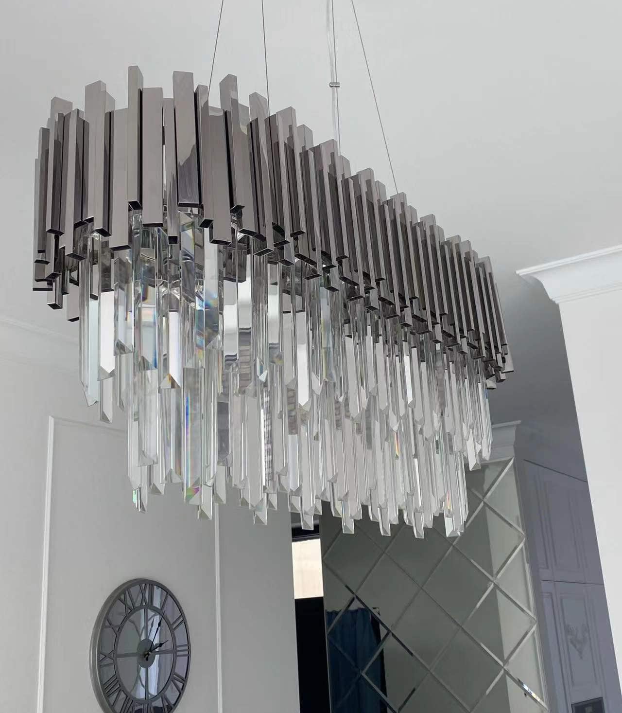 Gold/Silver Round Modern Tiered Metal Crystal Chandelier-MEET LIGHTING