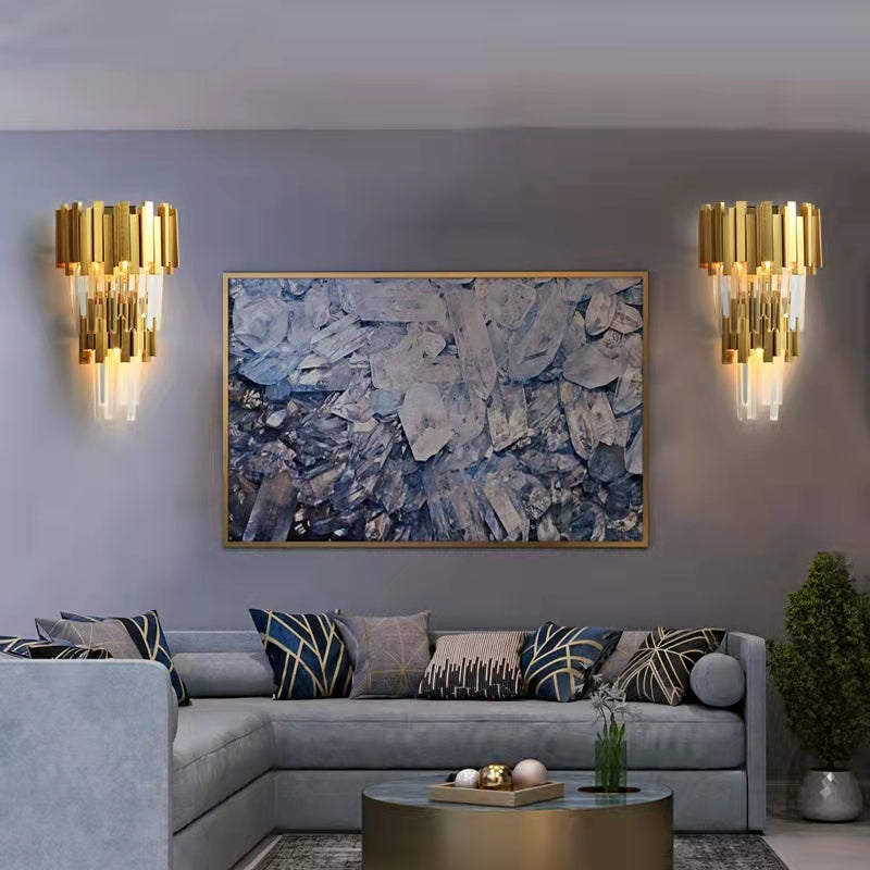 Gold/Silver Round Modern Tiered Metal Crystal Chandelier-MEET LIGHTING