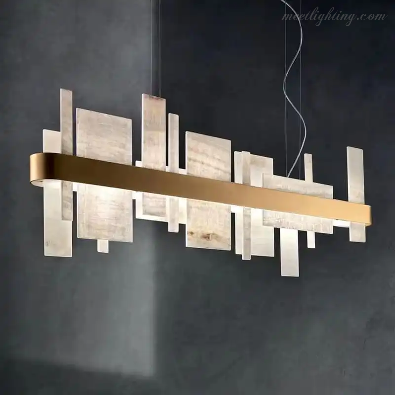 Alabaster Acropolis LED Oval Chandelier-MEET LIGHTING