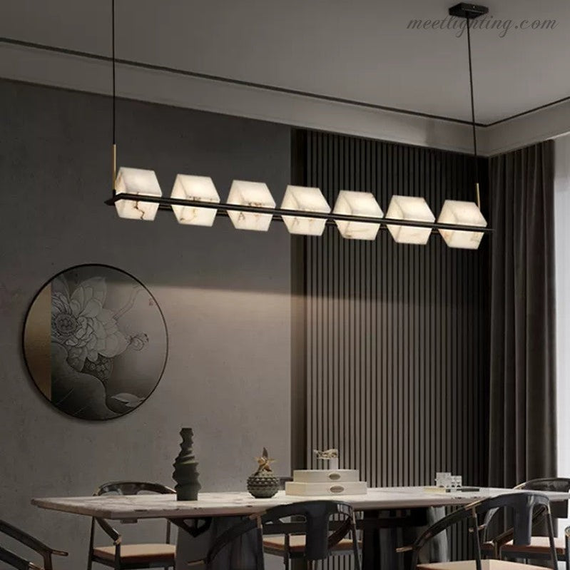 Alabaster Cubic Dining Pendant Chandelier-MEET LIGHTING