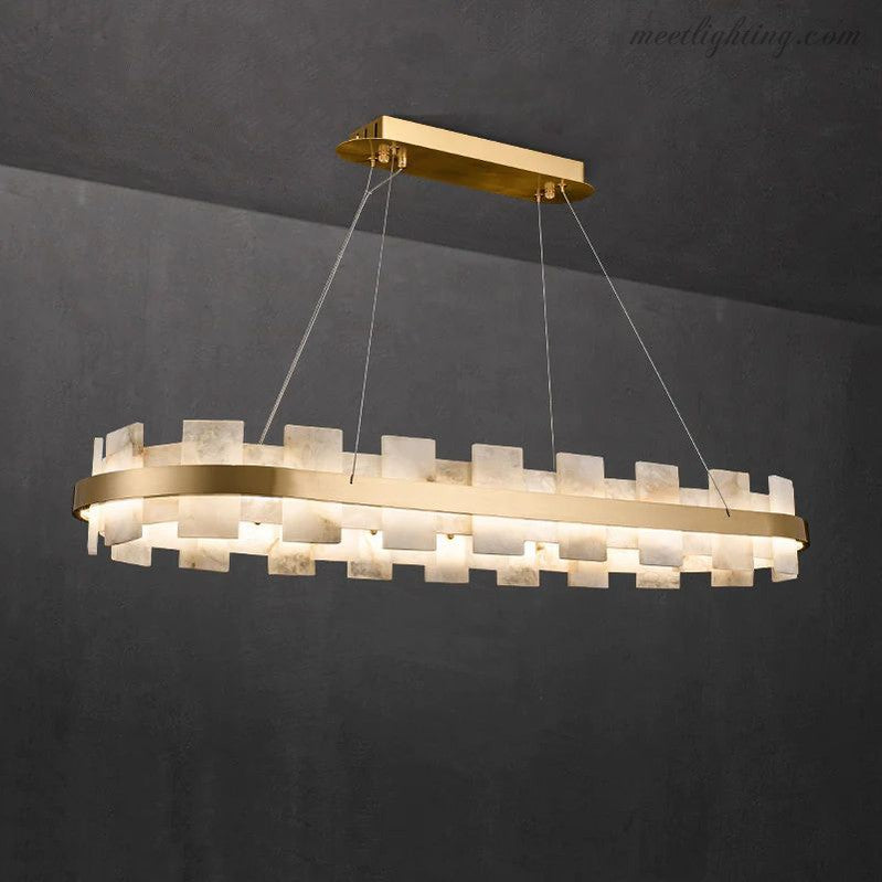 Alabaster Globe Modern Oval Chandelier-MEET LIGHTING