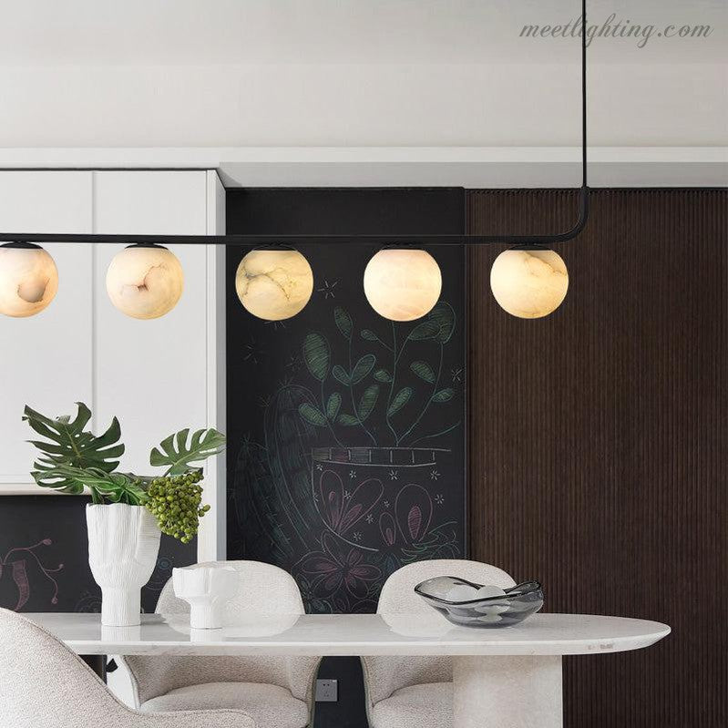 Alabaster Island Linear Chandelier 5 Lights-MEET LIGHTING