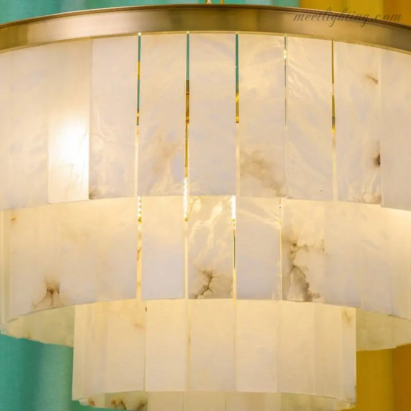 Alabaster Multi-Tiered Round Chandelier Lighting-MEET LIGHTING