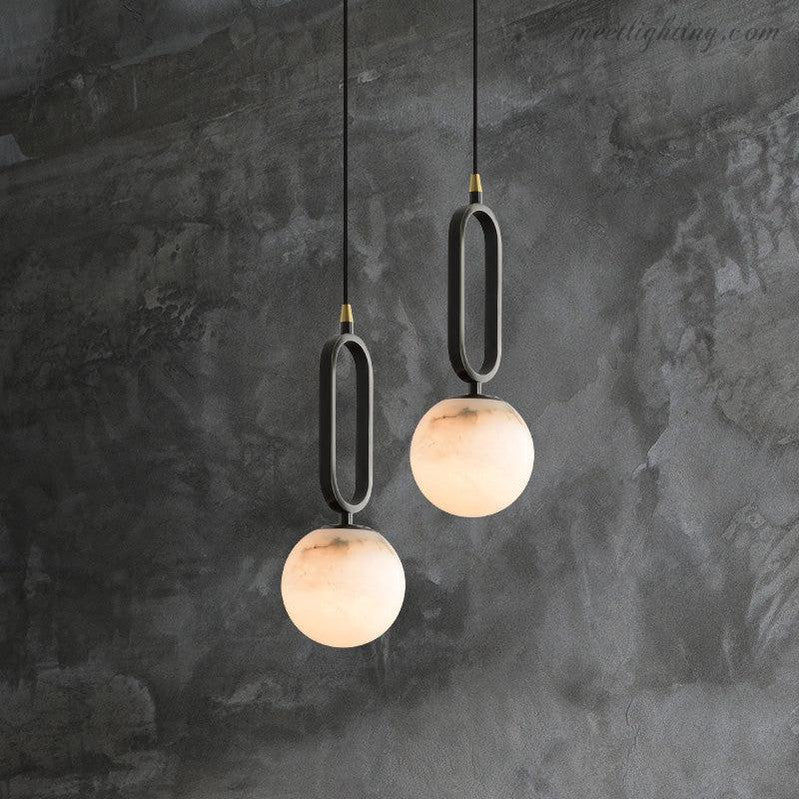 Alabaster Oval Ring Pendant-Meet Lighting