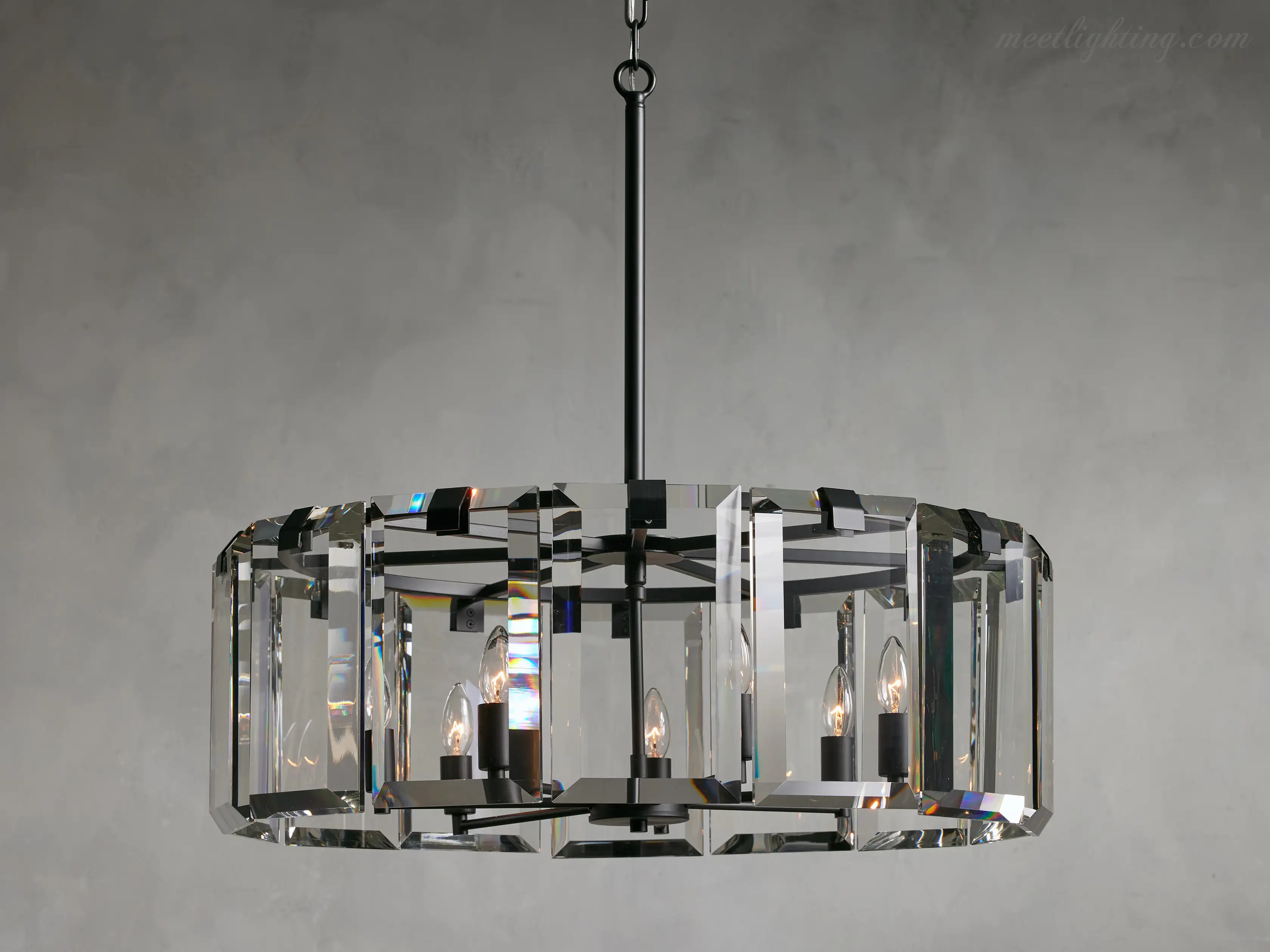 Amaya Round Crystal Chandelier-MEET LIGHTING