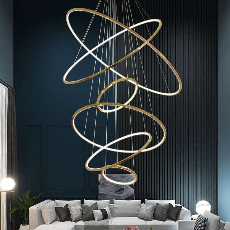 Amina Gold Multi Rings Chandelier for Lobby Villa-MEET LIGHTING