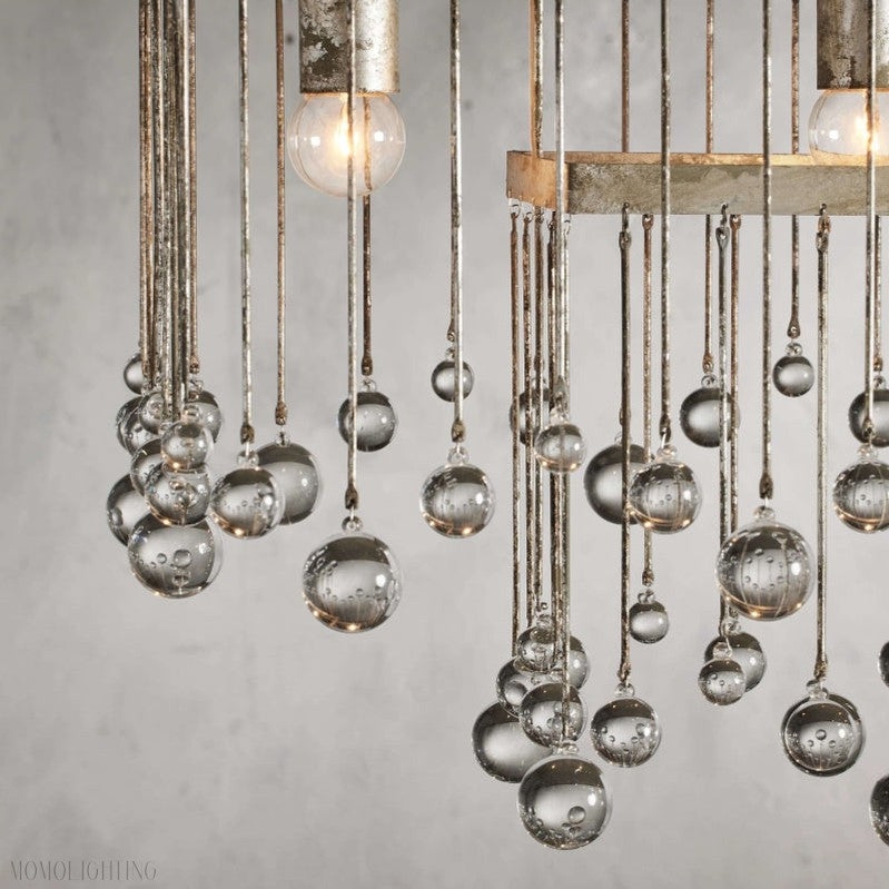 Aubrey Crystal Ball Rectangular Chandelier 47'' 60''-Momo Lighting