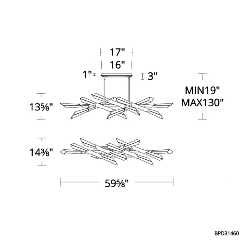 Axel Linear Chandelier 60"-MEET LIGHTING