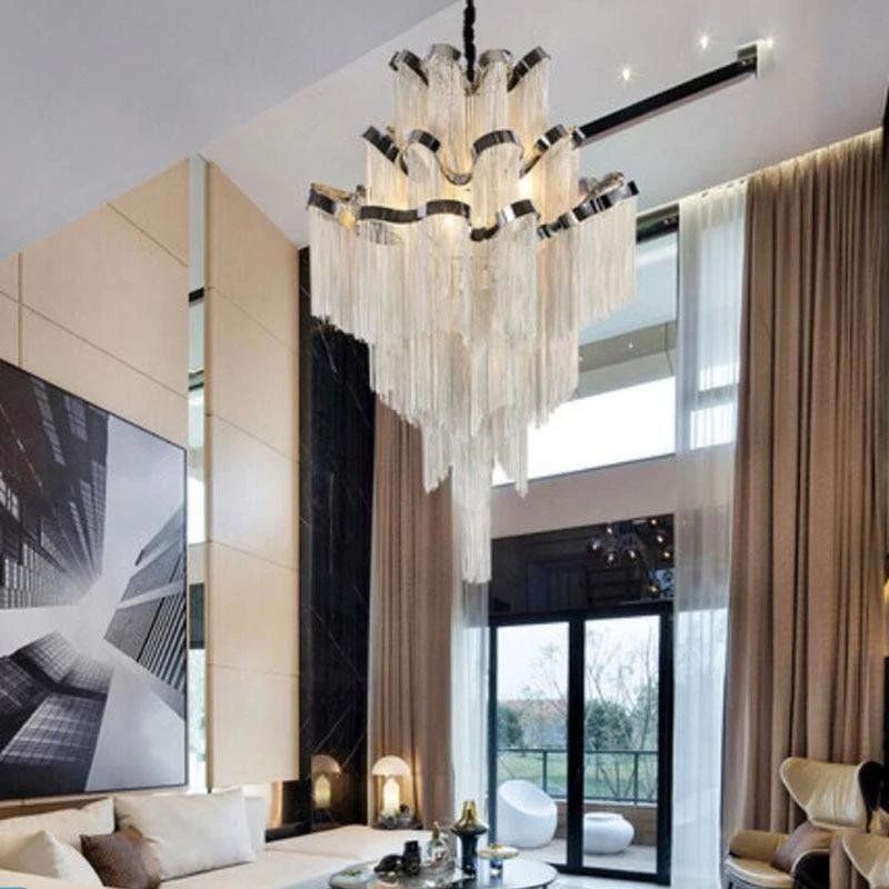 Baucis Aluminum Chain Tassel Chandelier-MEET LIGHTING