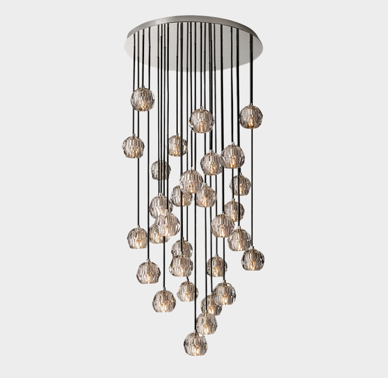 Boule Crystal Round Cluster Chandelier 30"-MEET LIGHTING