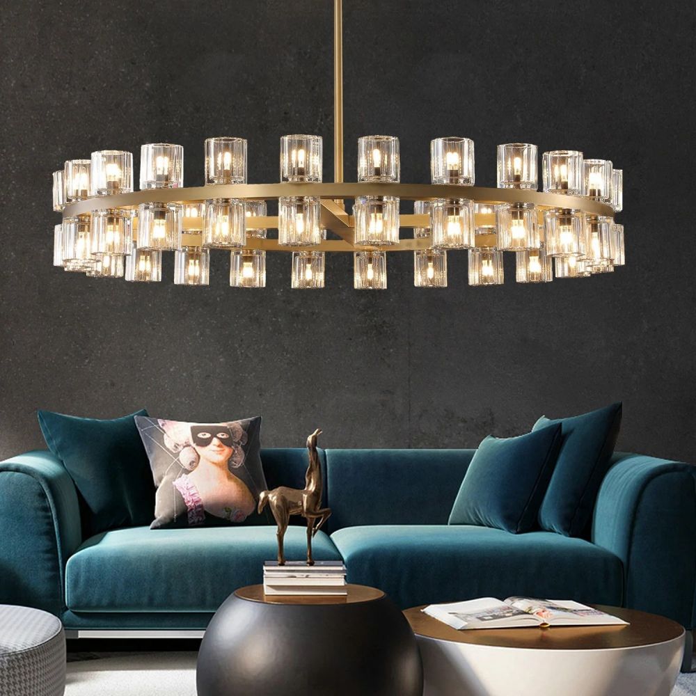 Arcachon Round Crystal Chandelier For Living Room Dining Room-MEET LIGHTING