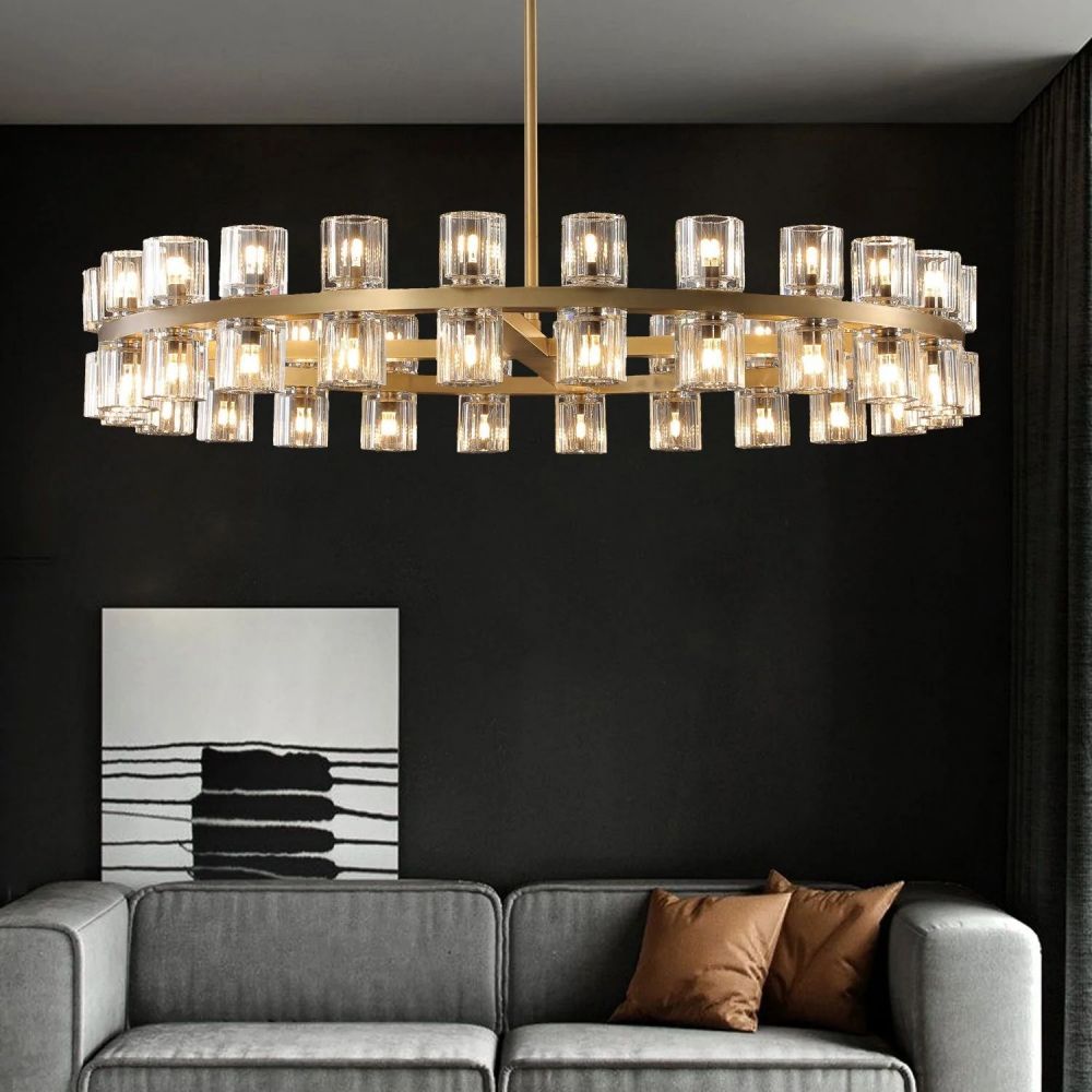 Arcachon Round Crystal Chandelier For Living Room Dining Room-MEET LIGHTING