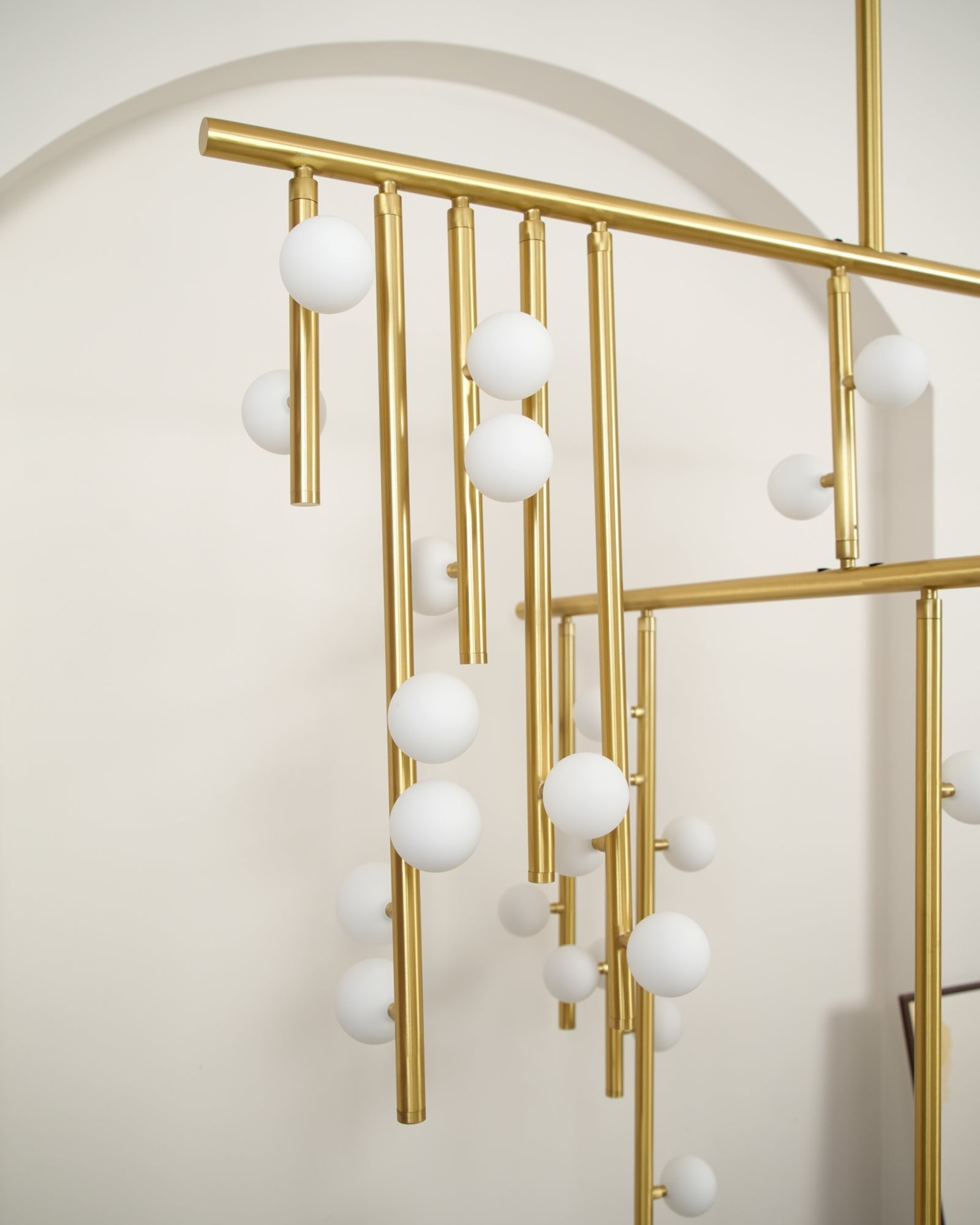 Brass Glass Drop Chandelier-MEET LIGHTING