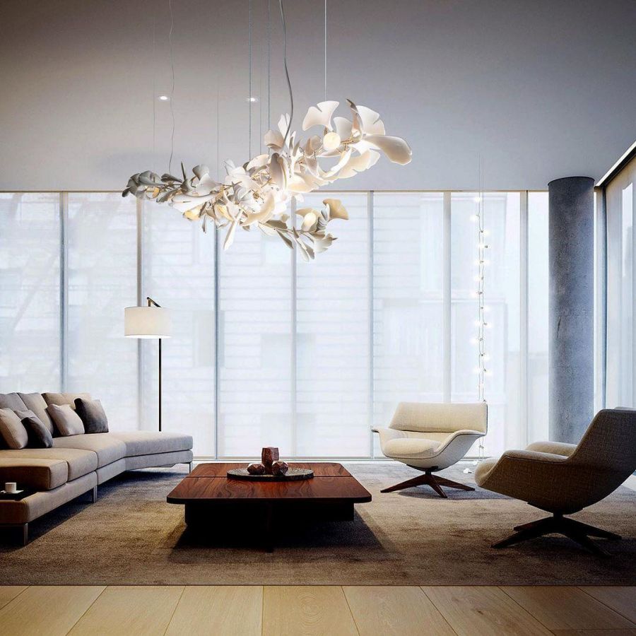 Bustling Ceramic Ginkgo Leaf Chandelier-MEET LIGHTING