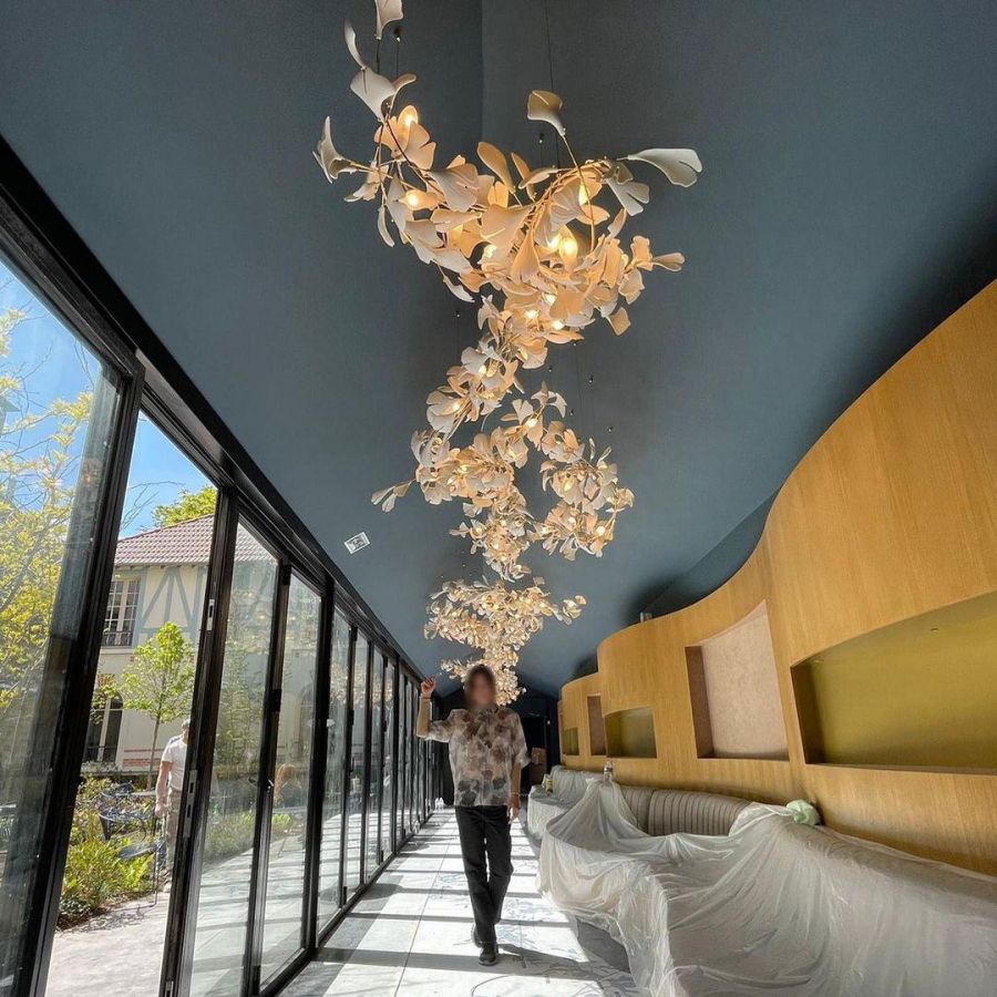 Bustling Ceramic Ginkgo Leaf Chandelier-MEET LIGHTING