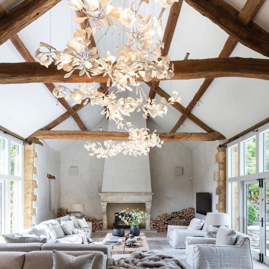 Bustling Ceramic Ginkgo Leaf Chandelier-MEET LIGHTING